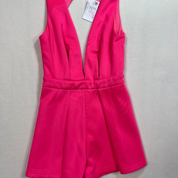 SASSY HOT PINK Cut-Out Romper - Picture 1 of 8